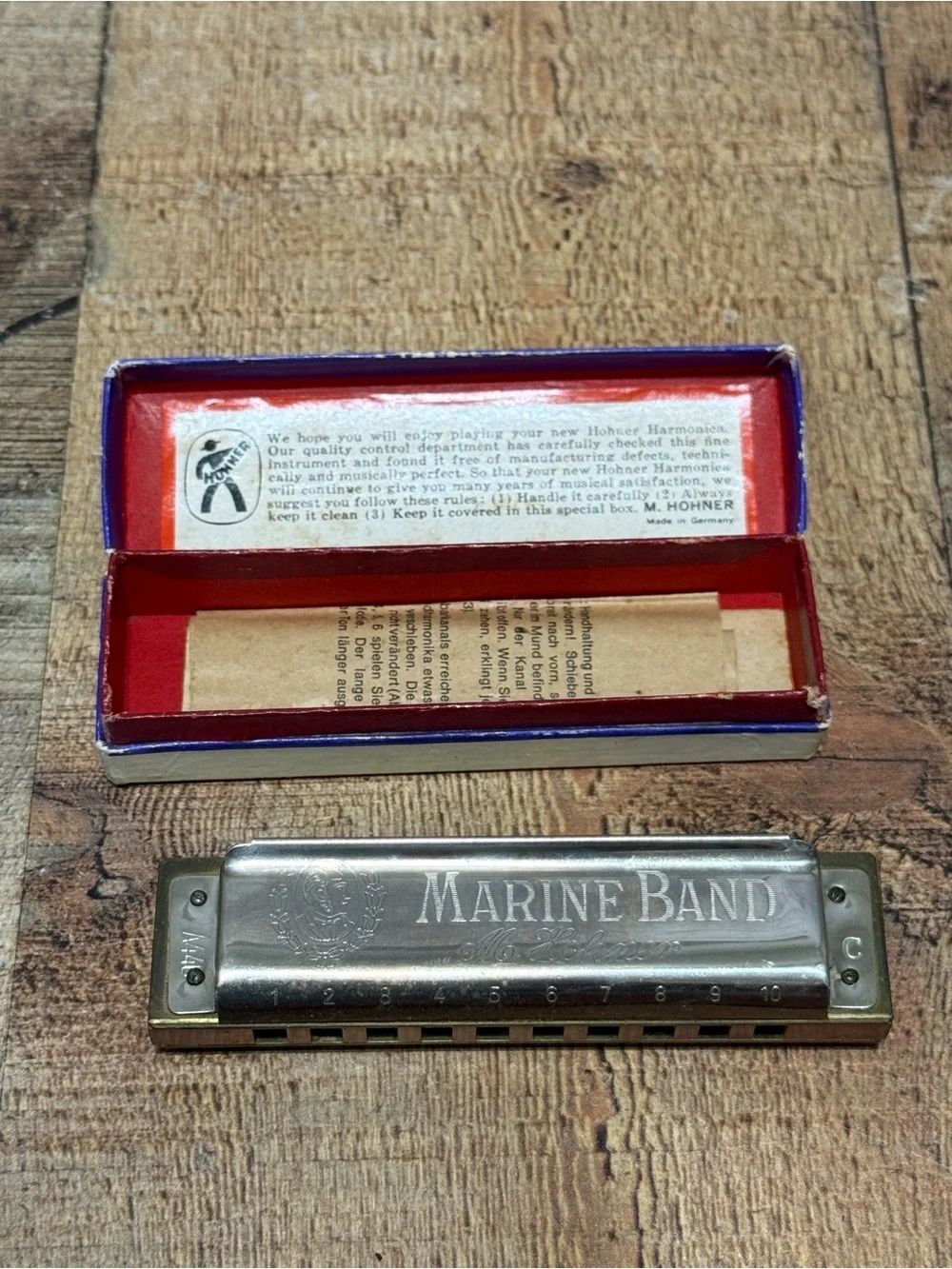 Vintage M. Hohner Marine Band Harmonica Key of G Made in Germany